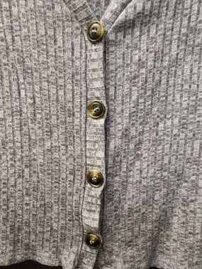 Pie In The Sky Gray Ribbed Button-Front Knit Cardigan Women’s Size Medium